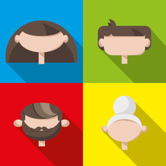 Set of flat avavtars on colourful backgrounds.