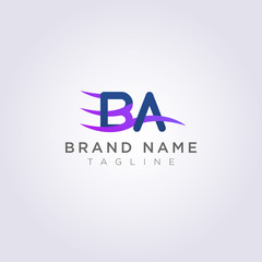 Logo Icon Design BA letters with waves for your brand or business