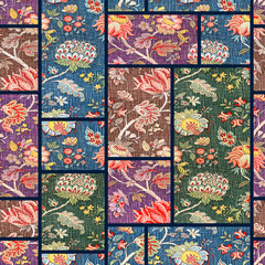 seamless floral patchwork pattern background