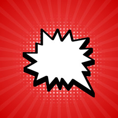 Comic speech bubble. Retro burst background in pop style. Vector stock illustration.