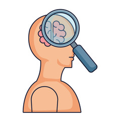 homanoide profile with brain and magnifying vector illustrator