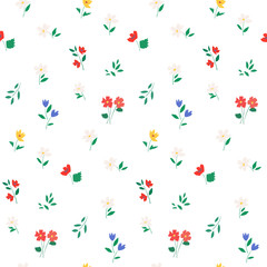 Fototapeta na wymiar Meadow flowers seamless pattern