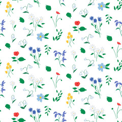 Meadow flowers seamless pattern