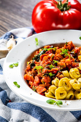 Tortellini with sausage and vegetables