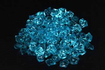 blue glass crystals, flash photo