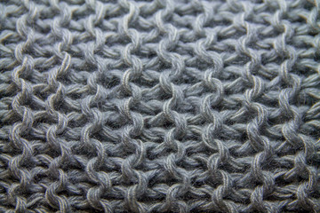 Perspective view of gray handmade knitted pattern background