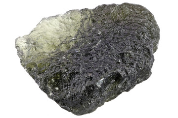 moldavite from Czech Republic isolated on white background