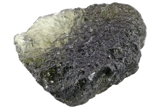moldavite from Czech Republic isolated on white background