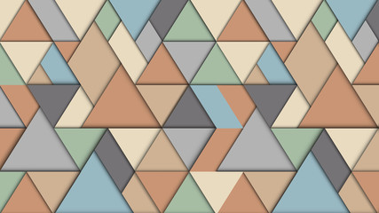 Geometric abstract background with triangles , 3D effect, retro pastel colors