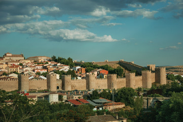 Obraz premium City landscape with large stone wall and towers at Avila