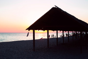 Summer atmosphere of relaxing in the sea of heat and bright sun