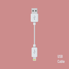 realistic usb cable for device connection vector