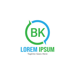 BK Letter Logo Design. Creative Modern BK Letters Icon Illustration