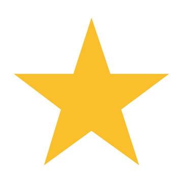 yellow five points star on white background