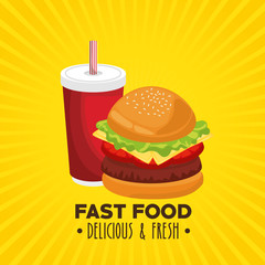 delicious hamburger combo vector illustrator