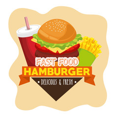 delicious hamburger combo vector illustrator