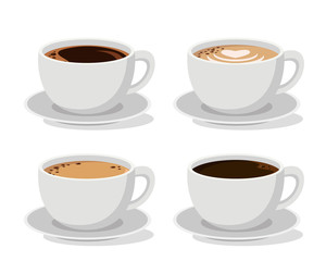 Set of coffee in Cup on a white, isolated.