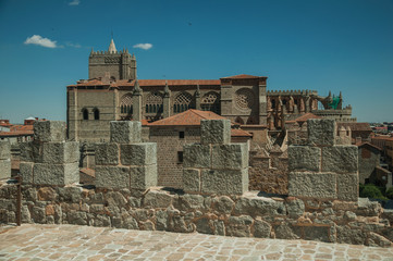 Wall with battlement and merlons next the Cathedral of Avila