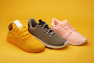 Group of colorful sport shoes