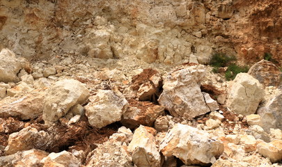 Danger falling rocks in Crete, Greece, Europe