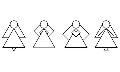 Set of bride symbol icon composed of geometric shapes. Simple line vector icon.