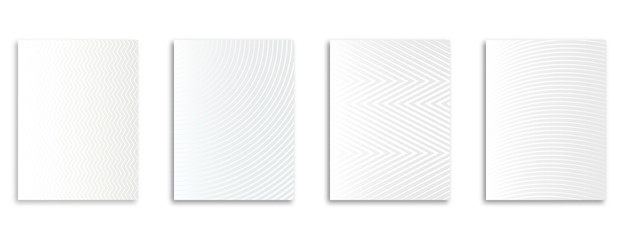 White minimal covers design. Whites halftone gradient background in the modern template design for web page and layout. White and grey gradient background. Geometric patterns. Vector illustration.