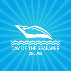 Day of the seafarer 25 june. Vector slhouette of yach or boat