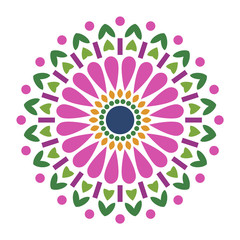 Beautiful Floral Decoration Ornament. Flower Mandala. Nature Mosaic. Vector.