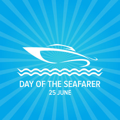 Day of the seafarer 25 june. Vector slhouette of yach or boat