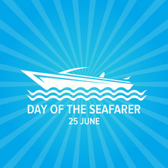 Fototapeta na wymiar Day of the seafarer 25 june. Vector slhouette of yach or boat