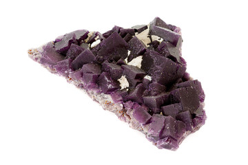 Macro stone mineral Fluorite on a white background