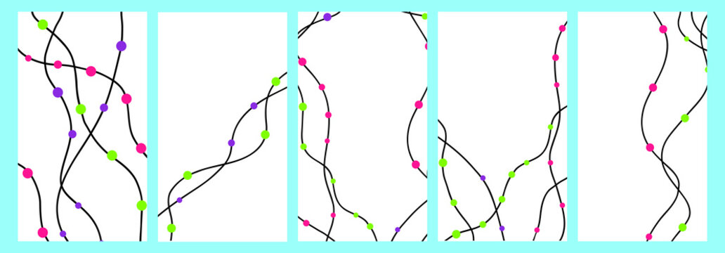 Colorful beads are strung on a thread. Templates forstories. Flat vector drawing. White background