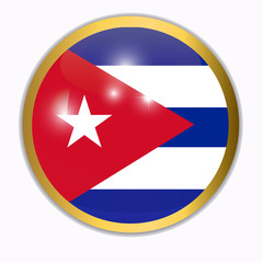 Bright button with flag of Cuba . Happy Cuba day button. Bright button with flag.