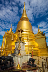 Fototapeta premium Wat Phra Kaew - the Temple of the Emerald Buddha is a Buddhist temple in the historic centre of Bangkok, Thailand, within the grounds of the Grand Palace.