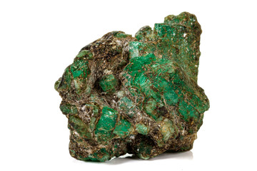 Macro tourmaline mineral stone on white background