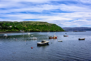 Fototapeta na wymiar Fishing Harbor in Portree, Scotland