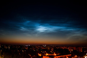 The night sky is shining above the city