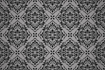 Wallpaper in the style of Baroque. Seamless vector background. Black floral ornament. Graphic pattern for fabric, wallpaper, packaging. Ornate Damask flower ornament