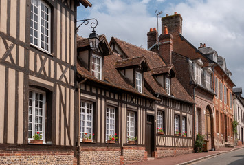 Houses and streets of Lyons-La-Forêt, Normandy, France