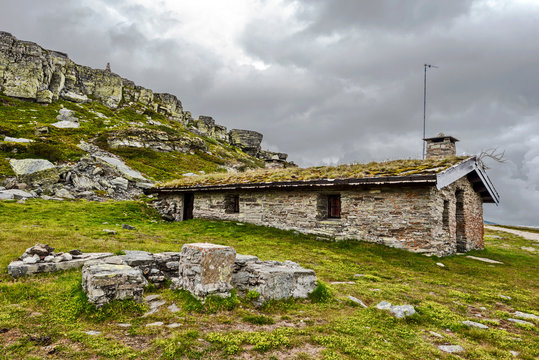 Ancient house of mine workers in Oppland highlands, Norway.