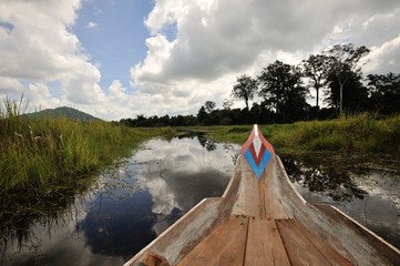 Canoe ride by the lake in Cambodia