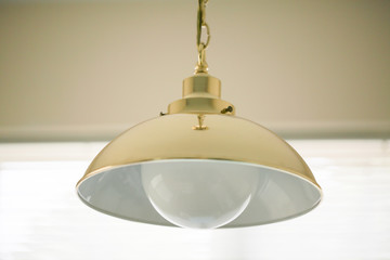  interior lighting decor at dinning room, cafe or bar. old Vintage light bulb lamps. Bar or Cafe interior design.  - Image