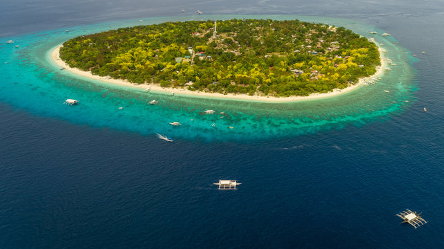 Aerial view of Balicasag Island, Philippines.