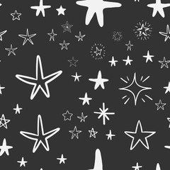 Obraz premium Hand drawn stars set. Star doodles seamless pattern texture.