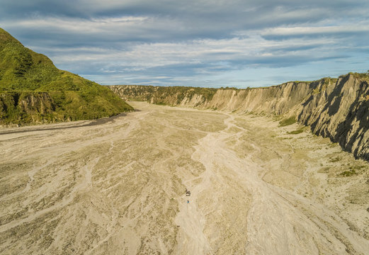 Aerial view of road in valley in Tarlac, Philippines.