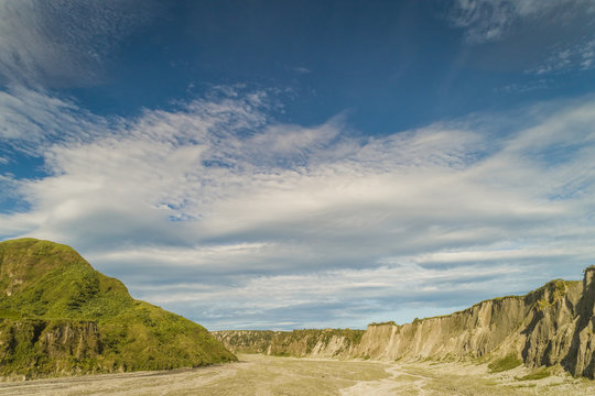 Aerial view of road in valley in Tarlac, Philippines.