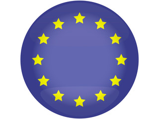 Euro flag button isolated on white. Vector illustration suitable for banner or background.