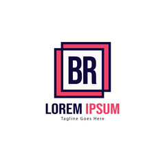 Obraz premium BR Letter Logo Design. Creative Modern BR Letters Icon Illustration