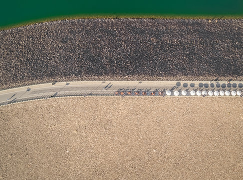 Abstract aerial view of Hatta lake point of view in Dubai, U.A.E.