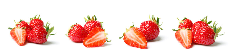 A set of fresh strawberry isolated on white background